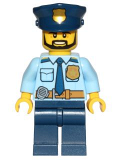 LEGO cty0708 Police - City Shirt with Dark Blue Tie and Gold Badge, Dark Tan Belt with Radio, Dark Blue Legs, Police Hat with Gold Badge, Head Beard Black Angular
